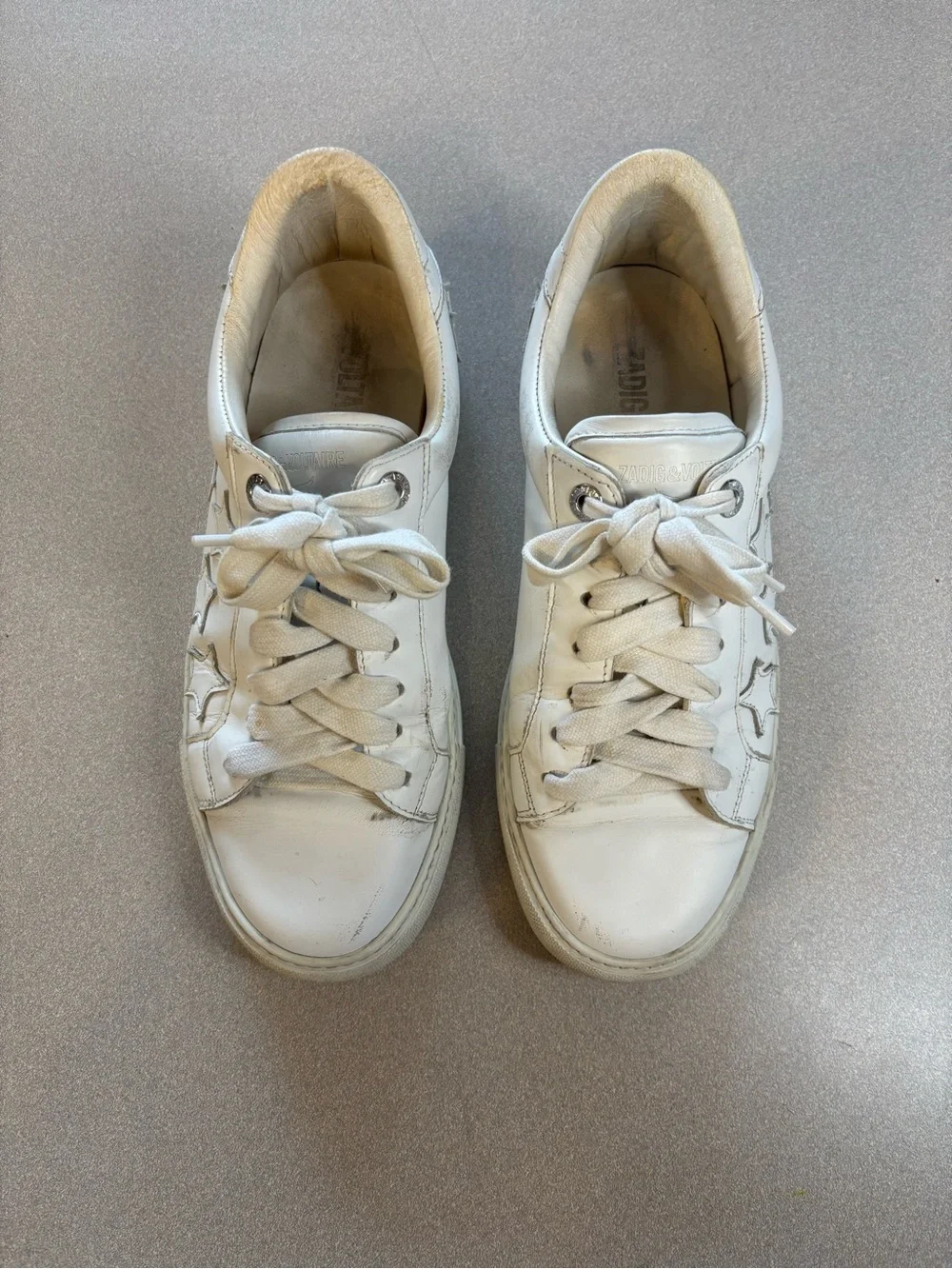 Zadig & Voltaire White Leather Star Sneakers